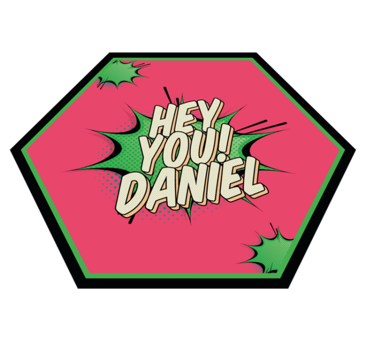 이름이있는 비닐 카펫 만화 스타일 인사말 - TenStickers