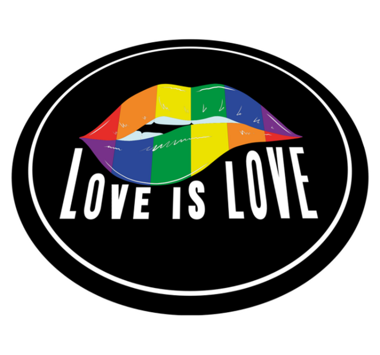 문구와 함께 비닐 양탄자 다채로운 입술 모티프 - TenStickers