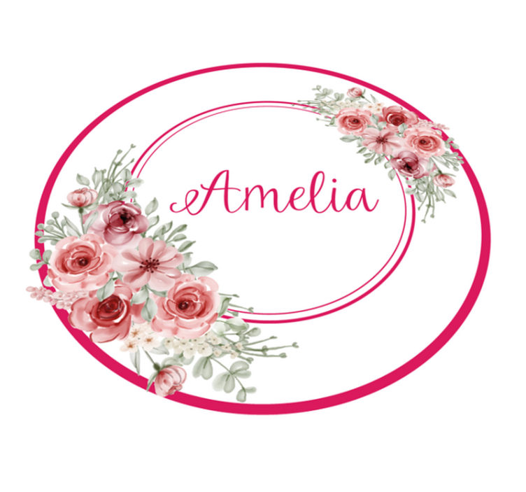 침실용 비닐 카펫 이름이 담긴 꽃무늬 모노그램 - TenStickers