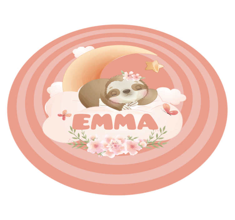 이름이있는 비닐 카펫 귀여운 나무늘보 디자인 - TenStickers