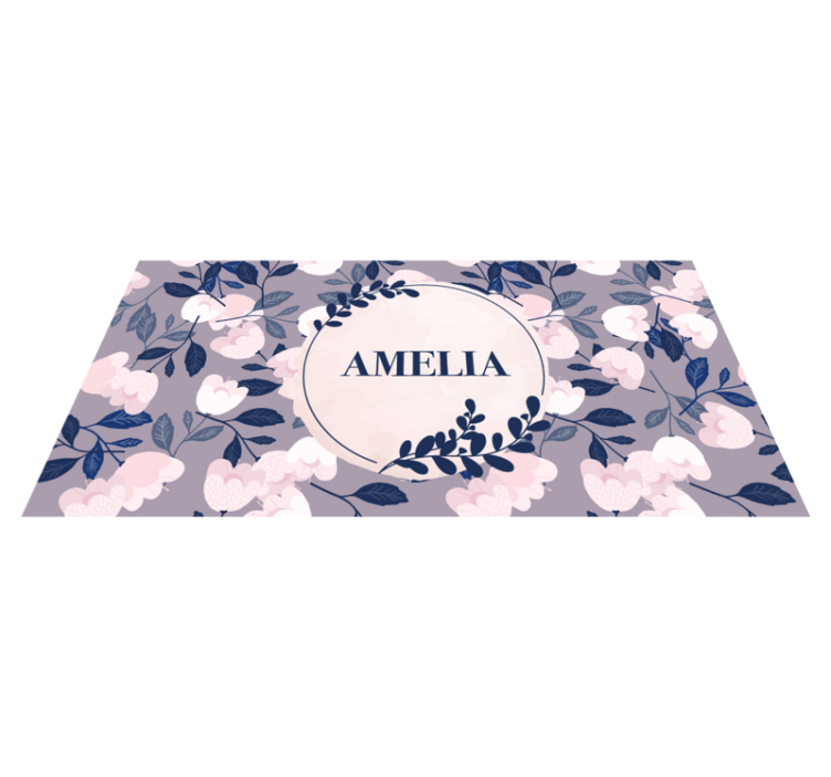 파스텔 색상의 꽃과 이름 맞춤 매트 - TenStickers