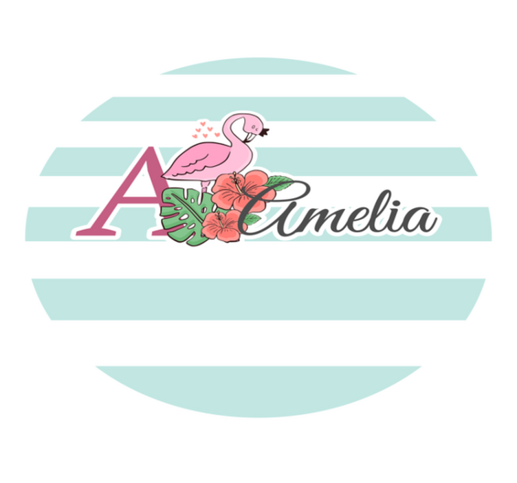 이름이있는 비닐 카펫 플라밍고 장식 - TenStickers