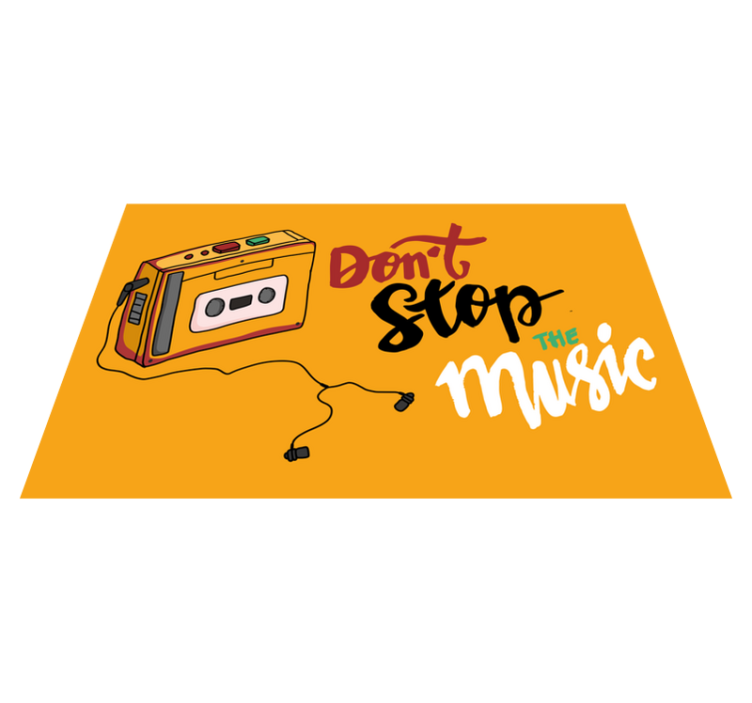 문구와 함께 비닐 양탄자 레트로 카세트 테마 - TenStickers