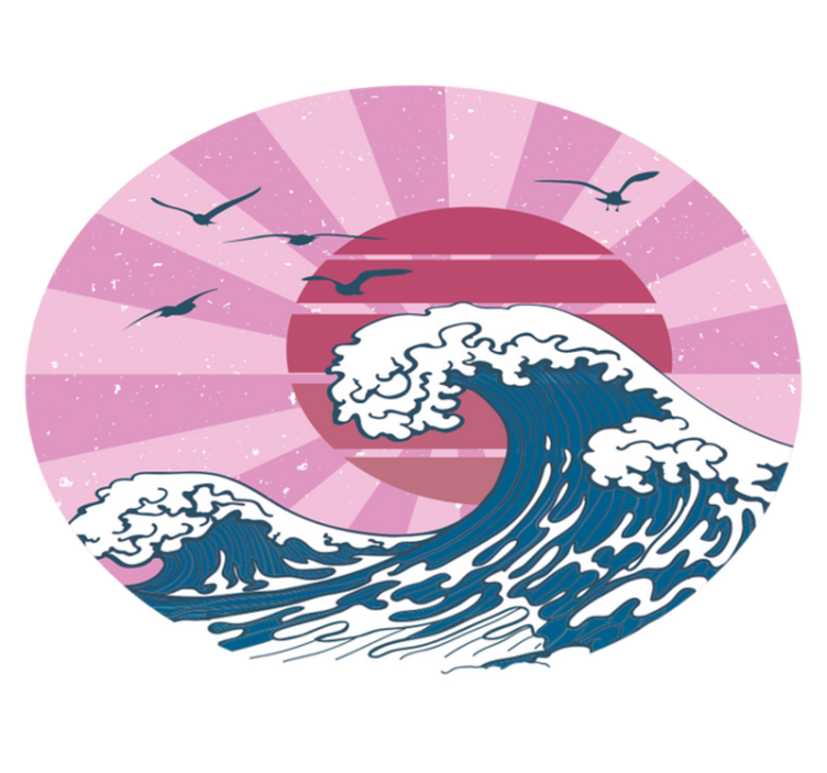 기하학적 효과 비닐 카펫 가나가와 핑크 웨이브 - TenStickers