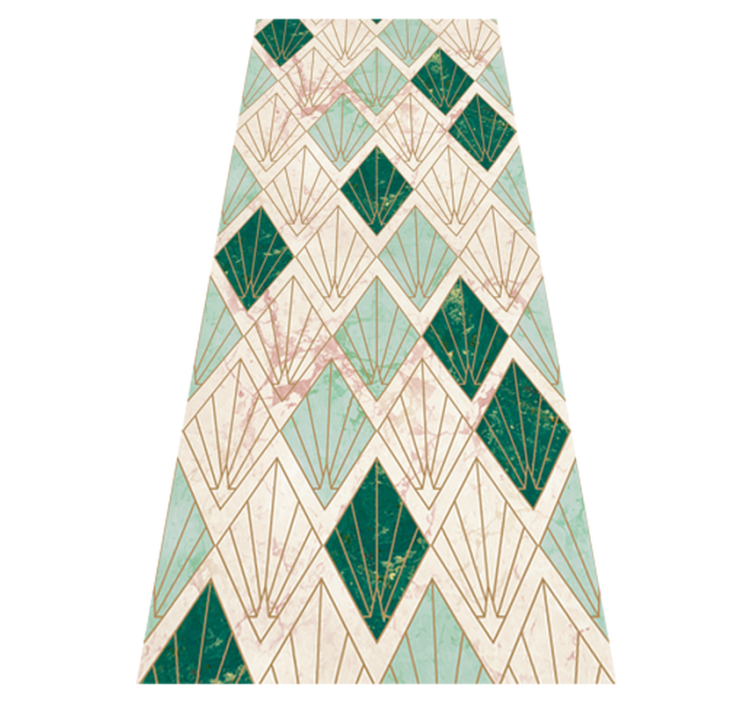 아르 데코 바다 녹색 패턴 타일 카펫 - TenStickers