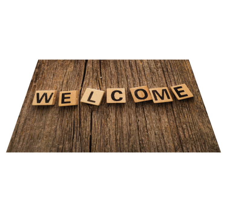 문구와 함께 비닐 양탄자 나무 알파벳 환영 - TenStickers