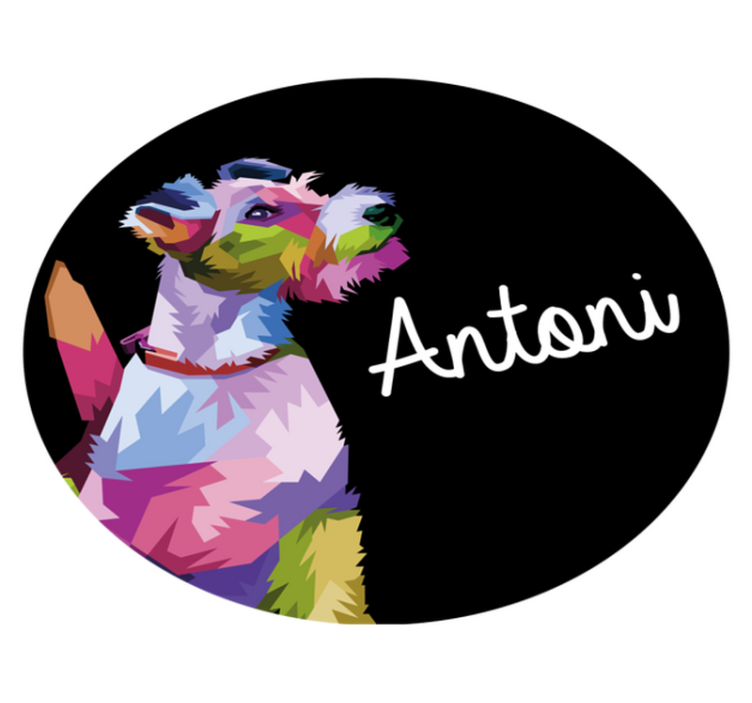 이름이있는 비닐 카펫 다채로운 개 초상화 - TenStickers