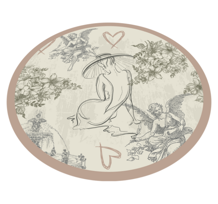 비닐 카펫 벤디미아 원형 천사적인 꽃무늬 - TenStickers