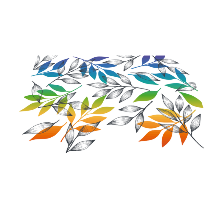 비닐 카펫 꽃과 식물 레인보우 색깔 잎사귀 - TenStickers