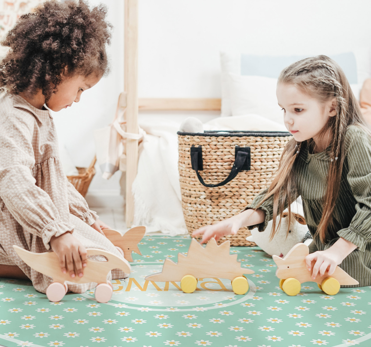 이름이있는 비닐 카펫 맞춤형 데이지 서클 - TenStickers