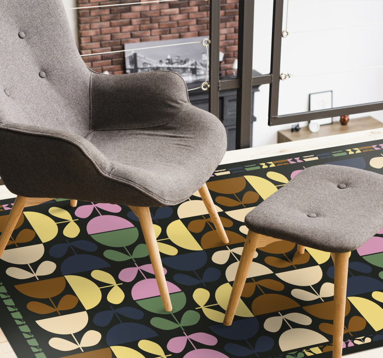 비닐 카펫 타일 효과 생동감 있는 잎 모티프 - TenStickers