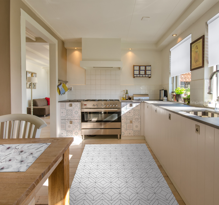 흰색 자판지 기하학 무늬 비닐 깔개 - TenStickers