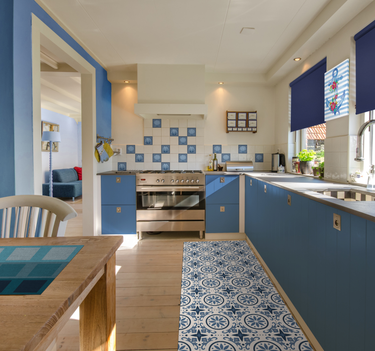 비닐 카펫 타일 효과 블루 해양 패턴 - TenStickers