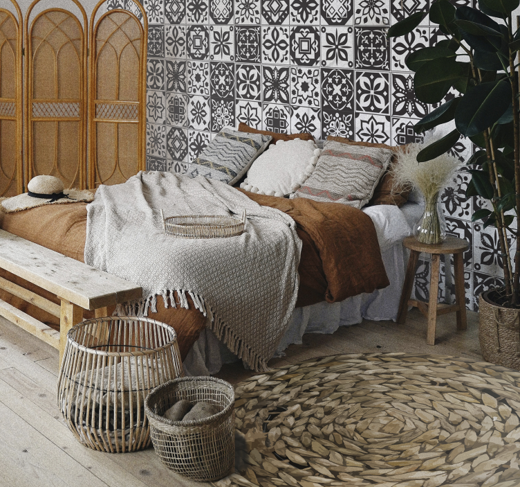 비닐 카펫 정리 원형 직조 - TenStickers