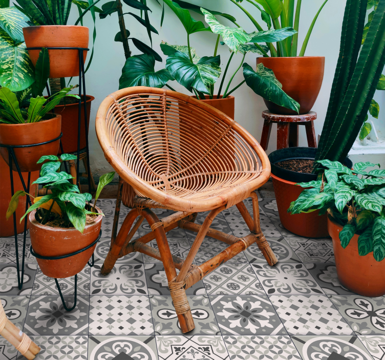 Hidraulic 타일 효과 회색 색상 타일 카펫 - TenStickers