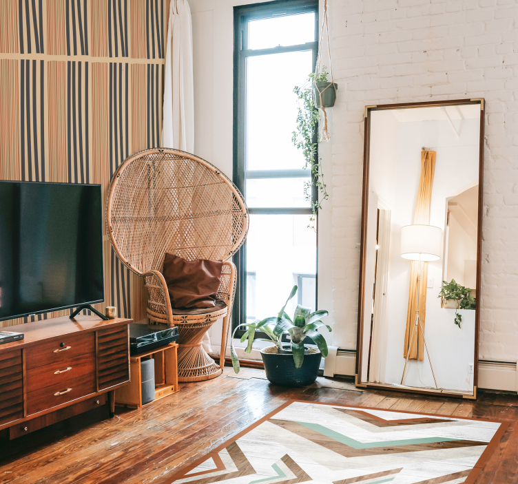 침실용 비닐 카펫 체브론 나무 질감 - TenStickers