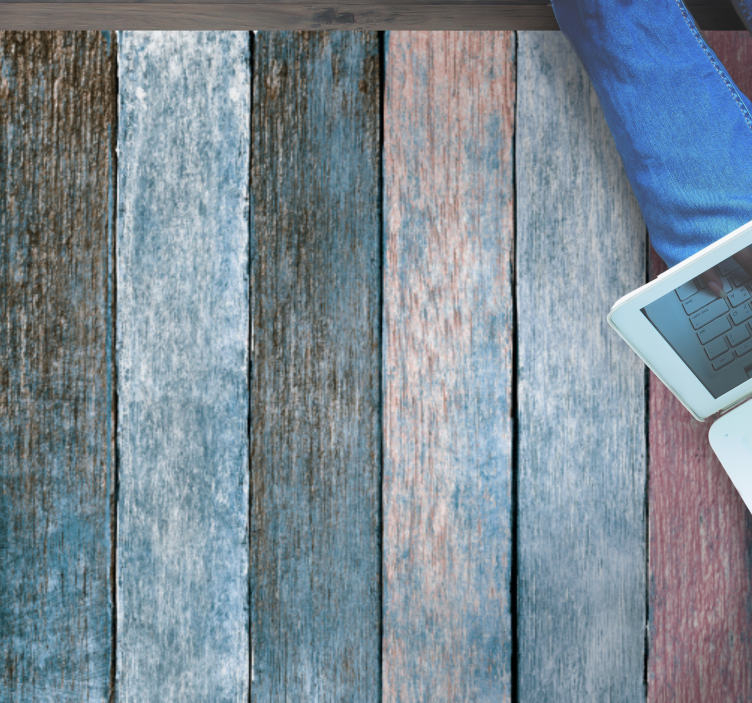 우드 효과 비닐 카펫 파란색과 분홍색 판자 - TenStickers