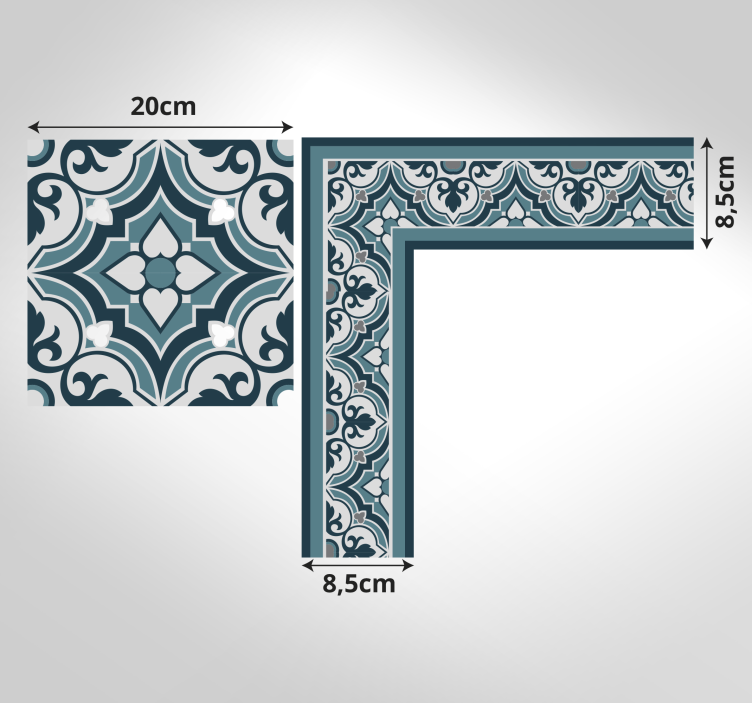 비닐 카펫 타일 효과 우아한 블루 모티프 - TenStickers