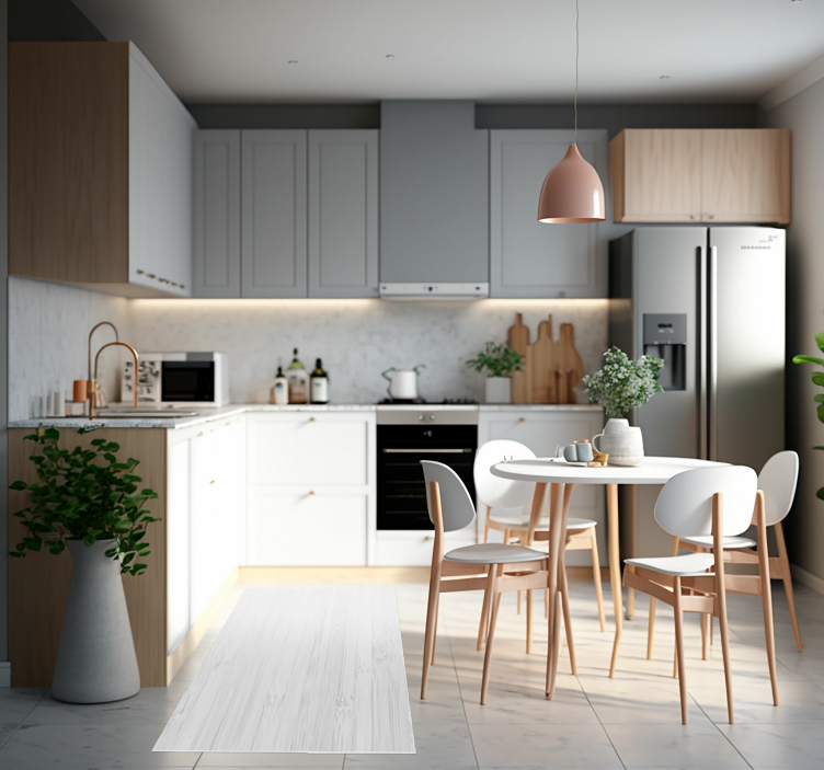 흰색 나무 주방 비닐 러그 - TenStickers