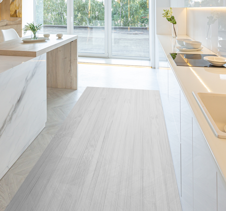 흰색 나무 주방 비닐 러그 - TenStickers