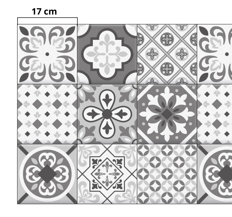Hidraulic 타일 효과 회색 색상 타일 카펫 - TenStickers