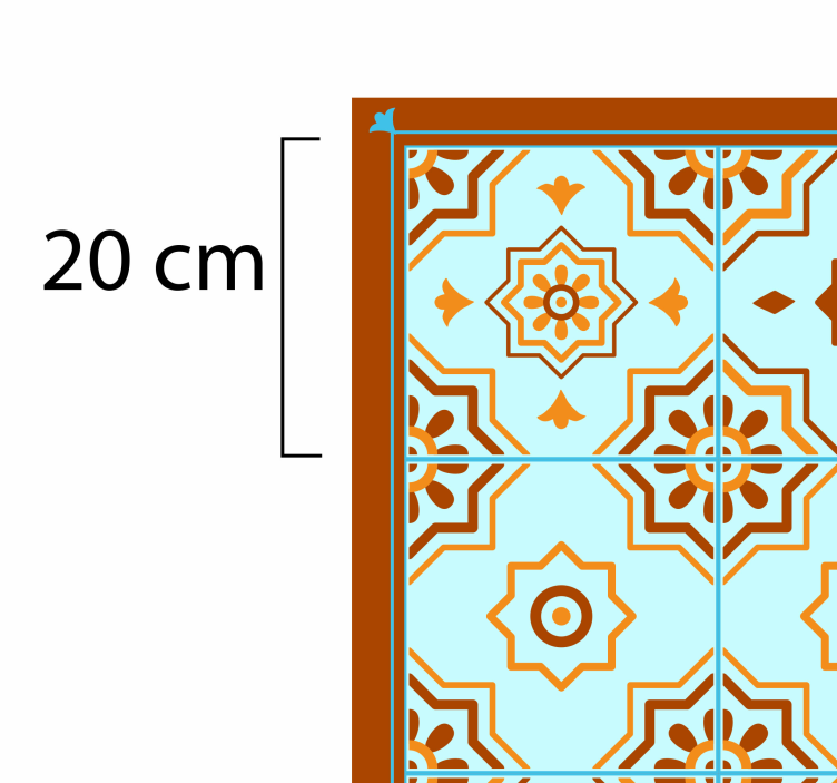 오렌지와 블루 모자이크 타일 비닐 러그 - TenStickers