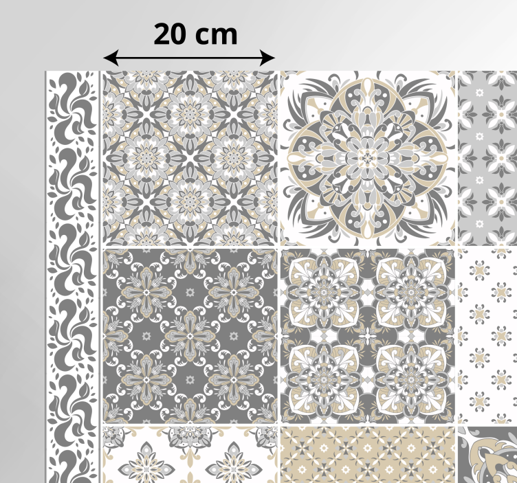 빈티지 타일 패턴 타일 카펫 - TenStickers