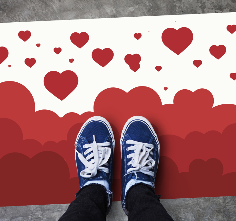 침실용 비닐 카펫 빨간색 하트 구름 무늬 - TenStickers