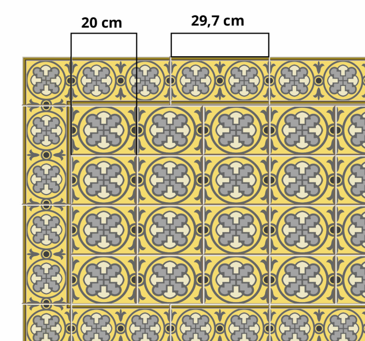 비닐 깔개 주방 회색 톤과 노란색 - TenStickers
