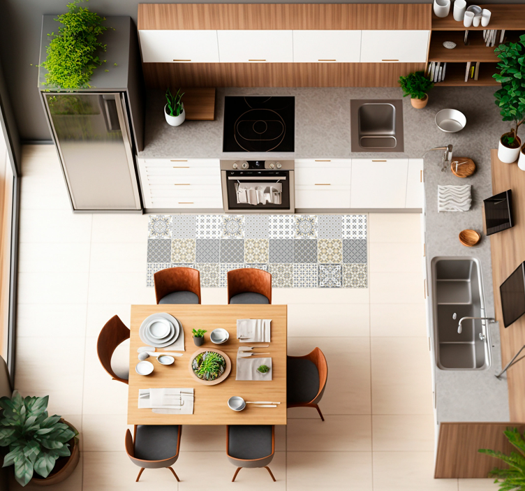 모로코 스타일 타일 효과 타일 카펫 - TenStickers