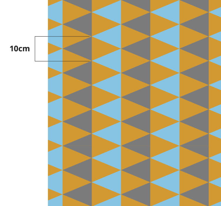 주황색, 파란색 및 회색 삼각형 기하학적 깔개 - TenStickers