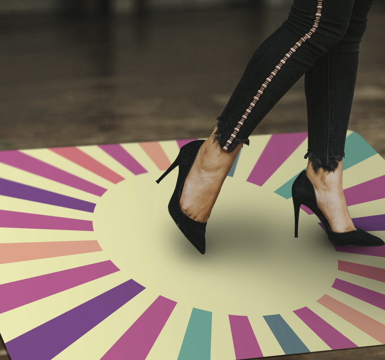 70 's 기하학 태양 빈티지 비닐 러그 - TenStickers