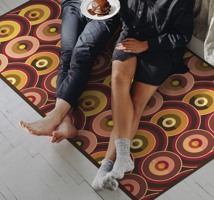 70 년대 팝 오래된 원형 패턴 빈티지 러그 - TenStickers