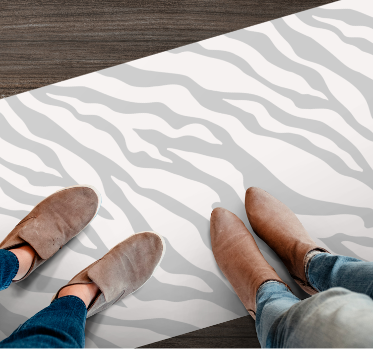 애니멀 프린트 비닐 카펫 회색 얼룩말 줄무늬 - TenStickers
