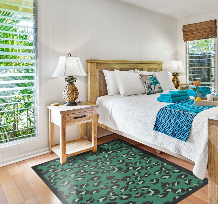 애니멀 프린트 비닐 카펫 그린 레오파드 패턴 - TenStickers