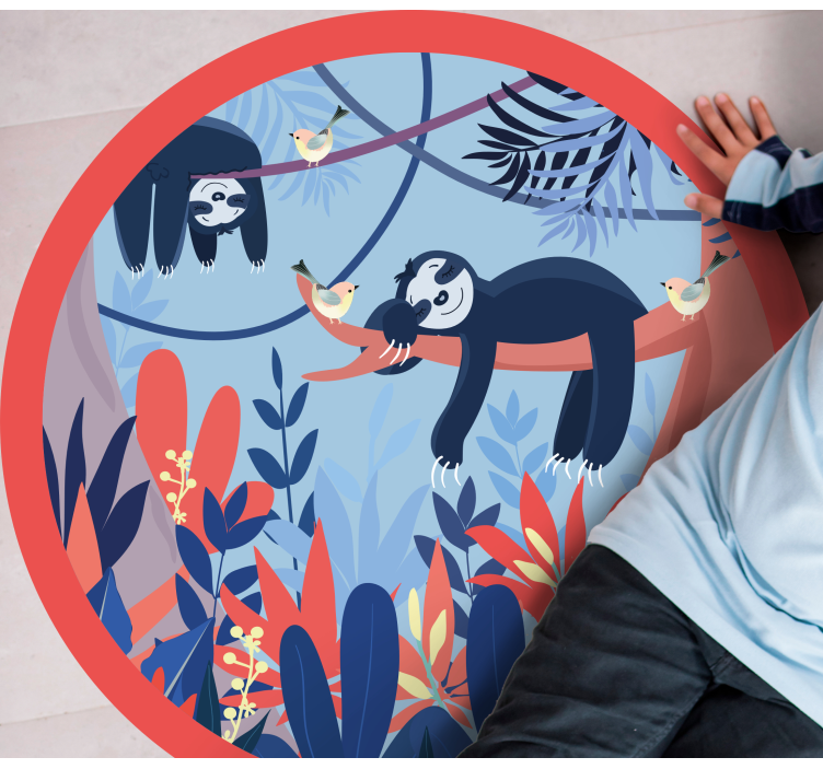 애니멀 프린트 비닐 카펫 나무늘보 정글 풍경 - TenStickers