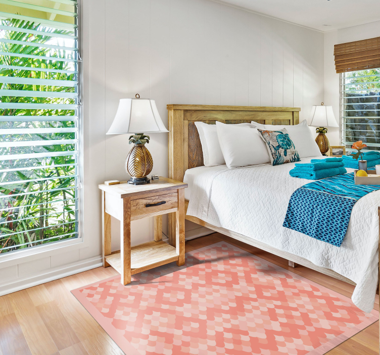 애니멀 프린트 비닐 카펫 부드러운 핑크 물고기 비늘 - TenStickers