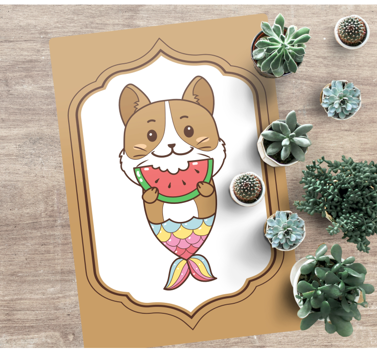 비닐 카펫 동물 귀여운 인어 캐릭터 - TenStickers