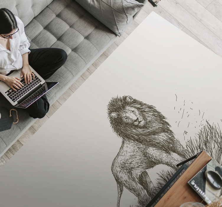 비닐 카펫 동물 장엄한 사자 반영 - TenStickers