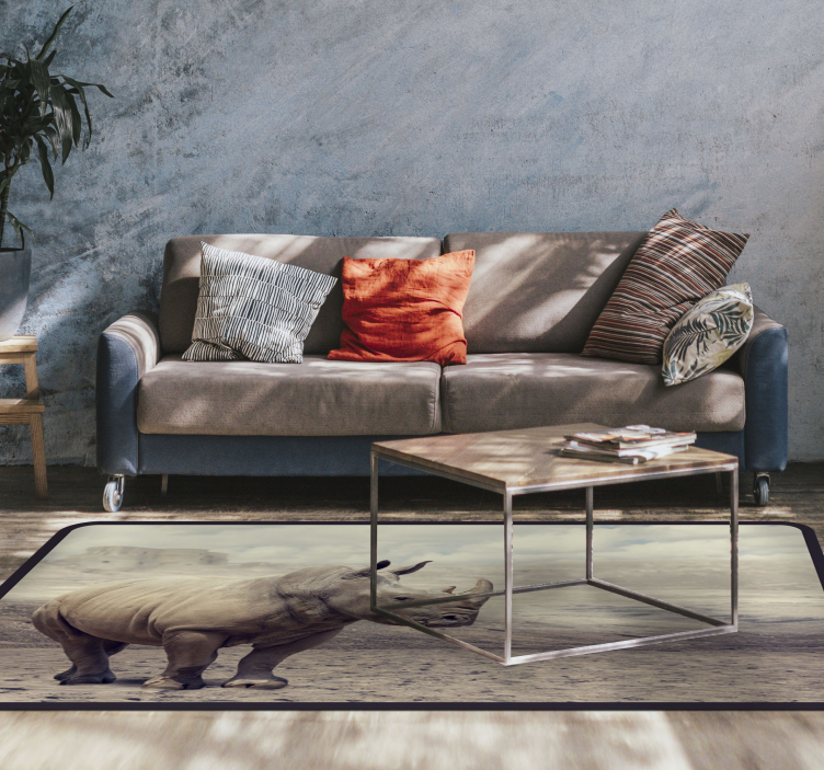 비닐 카펫 동물 장엄한 코뿔소 풍경 - TenStickers