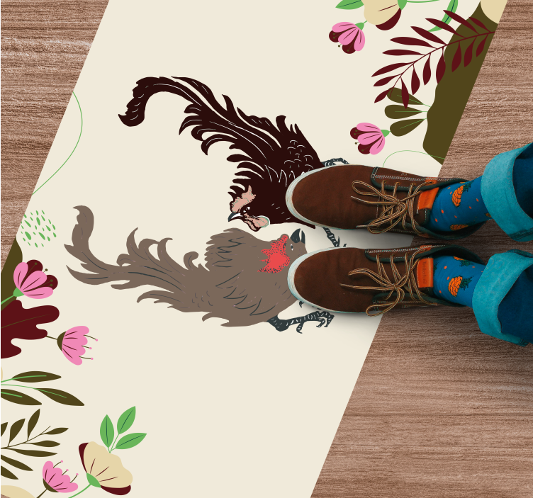 비닐 카펫 동물 비둘기 꽃 풍경 - TenStickers