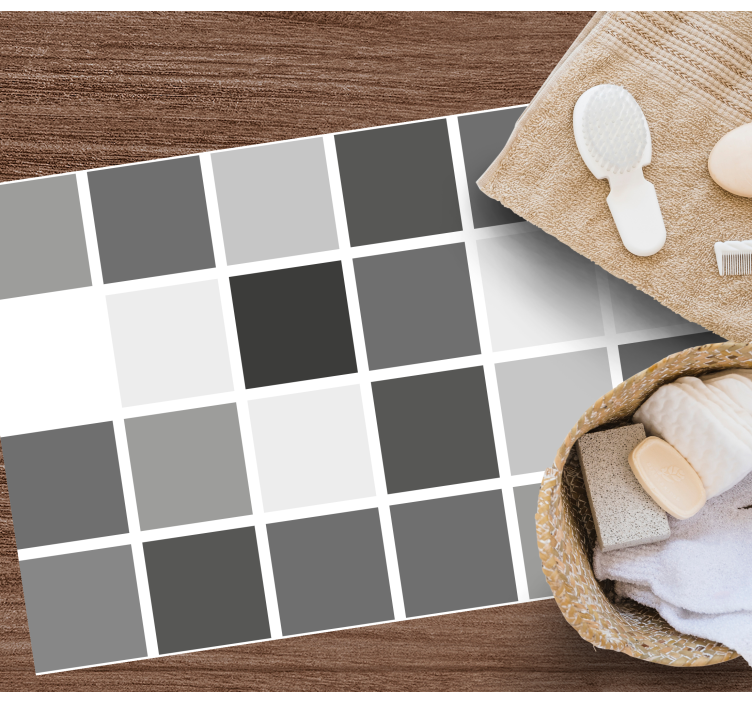 욕실용 비닐 카펫 회색 톤 그리드 - TenStickers