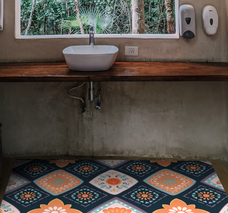 욕실용 비닐 카펫 생동감 넘치는 꽃무늬 디자인 - TenStickers