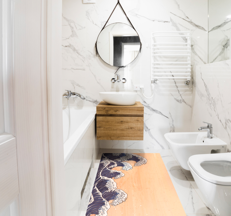 욕실용 비닐 카펫 바다 물결 패턴 - TenStickers