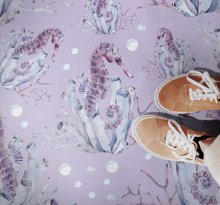 욕실용 비닐 카펫 해마 산호 디자인 - TenStickers