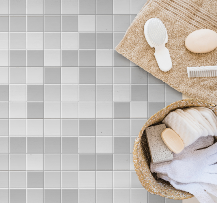 욕실용 비닐 카펫 슬릭 그레이 모자이크 - TenStickers