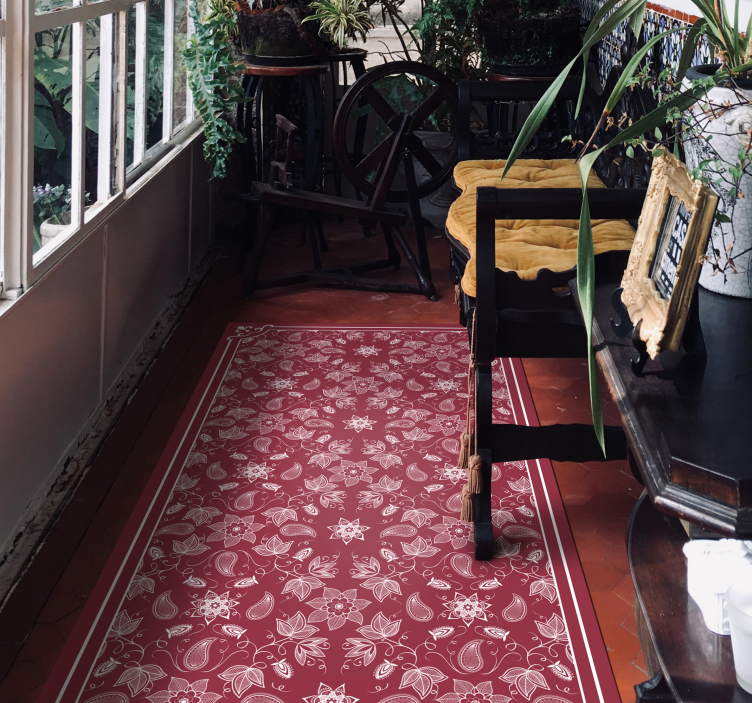 아름다운 페이즐리 꽃 비닐 거실 깔개 - TenStickers