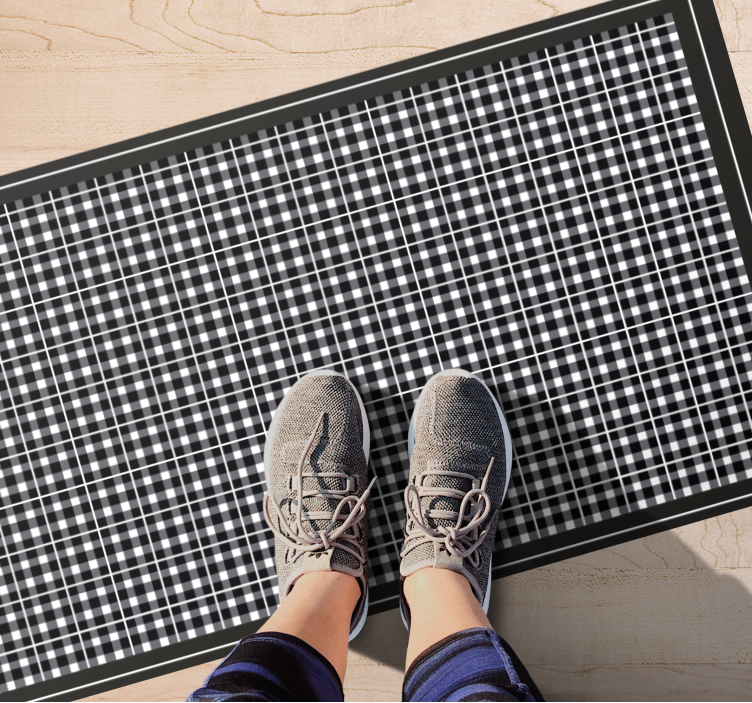 침실용 비닐 카펫 체크 그레이 패턴 - TenStickers