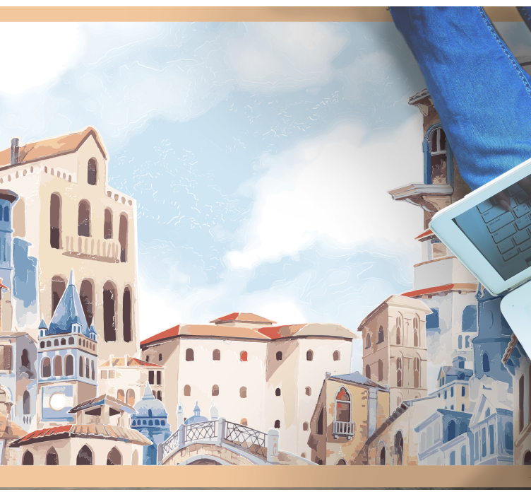 침실용 비닐 카펫 해안 도시 풍경 - TenStickers