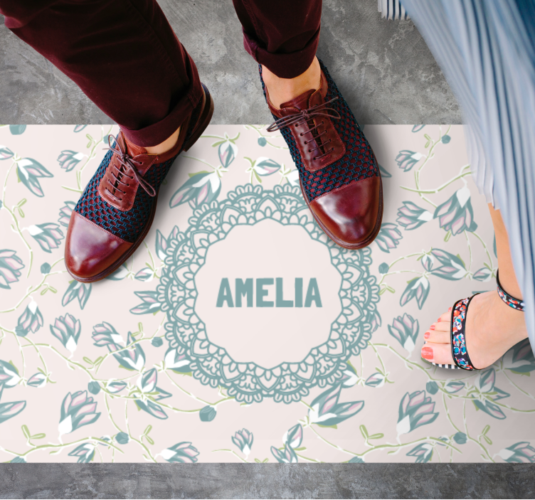 침실용 비닐 카펫 이름이 포함된 플로럴 디자인 - TenStickers